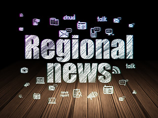 Image showing News concept: Regional News in grunge dark room