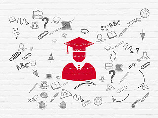 Image showing Learning concept: Student on wall background