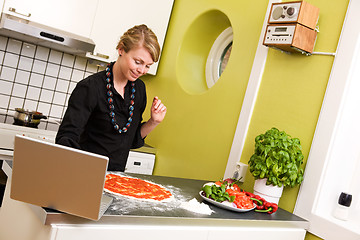Image showing Online Recipe making Pizza