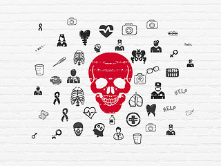 Image showing Medicine concept: Scull on wall background