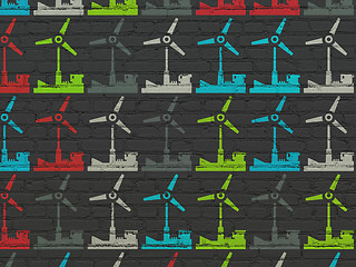 Image showing Industry concept: Windmill icons on wall background