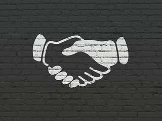 Image showing Political concept: Handshake on wall background