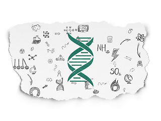 Image showing Science concept: DNA on Torn Paper background