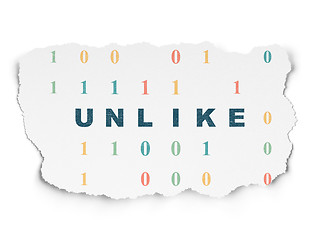 Image showing Social network concept: Unlike on Torn Paper background