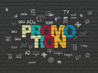 Image showing Advertising concept: Promotion on wall background