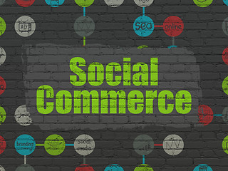Image showing Advertising concept: Social Commerce on wall background