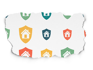 Image showing Finance concept: Shield icons on Torn Paper background