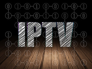 Image showing Web development concept: IPTV in grunge dark room