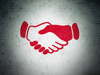 Image showing Business concept: Handshake on Digital Paper background