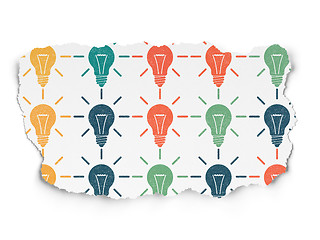 Image showing Finance concept: Light Bulb icons on Torn Paper background