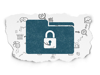 Image showing Business concept: Folder With Lock on Torn Paper background
