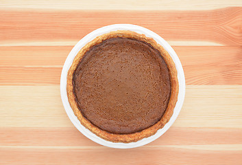 Image showing Freshly baked homemade pumpkin pie