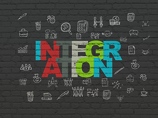 Image showing Business concept: Integration on wall background