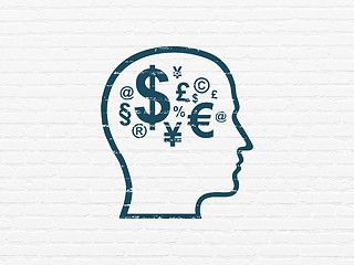 Image showing Finance concept: Head With Finance Symbol on wall background