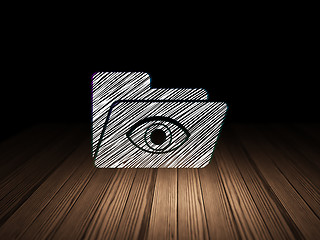 Image showing Business concept: Folder With Eye in grunge dark room