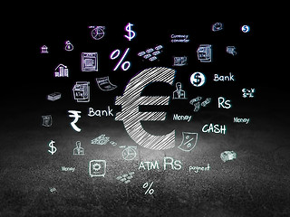 Image showing Money concept: Euro in grunge dark room