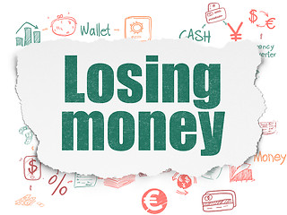 Image showing Banking concept: Losing Money on Torn Paper background