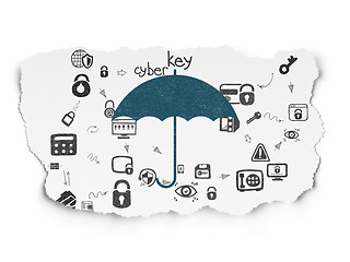 Image showing Safety concept: Umbrella on Torn Paper background