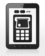 Image showing Currency concept: Tablet Pc Computer with ATM Machine on display