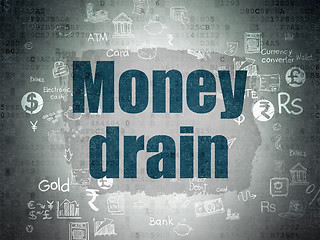 Image showing Currency concept: Money Drain on Digital Paper background