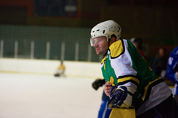 Image showing ice hockey players on bench