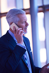 Image showing senior business man talk on mobile phone