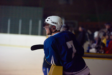 Image showing ice hockey players on bench