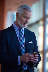 Image showing senior business man talk on mobile phone