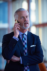 Image showing senior business man talk on mobile phone