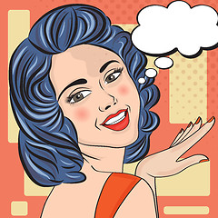 Image showing Pop Art illustration of woman with the speech bubble