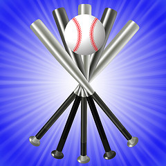 Image showing Baseball Bats and Ball