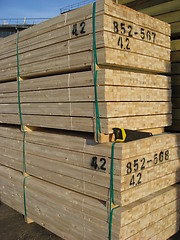 Image showing Unseasoned roofing battens.