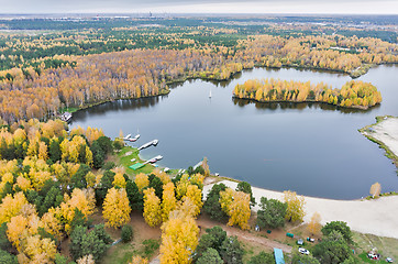 Image showing Boats and yachts at sailor club area. Tyumen. Russia