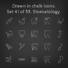 Image showing Stomatology icon set drawn in chalk.