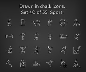 Image showing Sport icon set drawn in chalk.