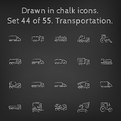 Image showing Transpotration icon set drawn in chalk.