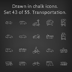 Image showing Transpotration icon set drawn in chalk.