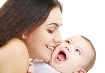 Image showing playful mama with happy baby