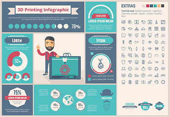 Image showing Three D printing flat design Infographic Template