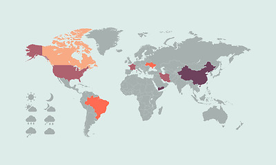 Image showing Multicolored world map. 