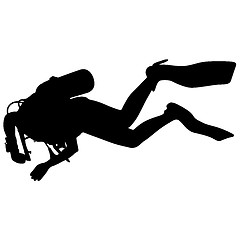 Image showing Black silhouette scuba divers. illustration.