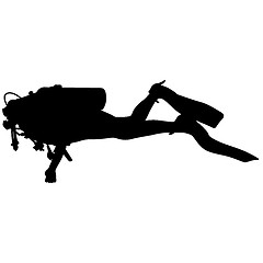 Image showing Black silhouette scuba divers. illustration.