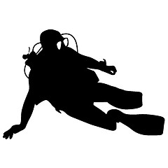 Image showing Black silhouette scuba divers. illustration.