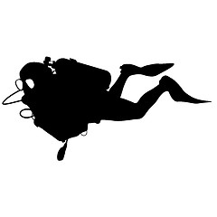 Image showing Black silhouette scuba divers. illustration.