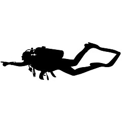 Image showing Black silhouette scuba divers. illustration.