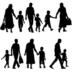 Image showing Black silhouettes Family on white background. 