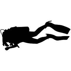 Image showing Black silhouette scuba divers. illustration.