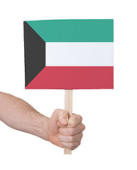 Image showing Hand holding small card - Flag of Kuwait