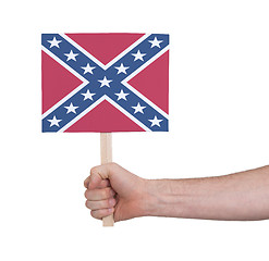 Image showing Hand holding small card - Flag of the Confederacy