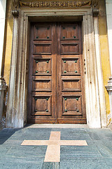 Image showing door      the milano old   church   closed brick  pavement